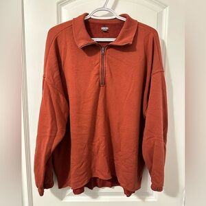 Aerie 1/4 Zip Oversized Sweatshirt, Burnt Orange, Women’s size M